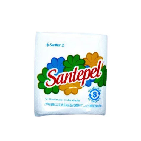GUARDANAPO SANTEPEL 24X22CM - EMBALAGEM COM 50 FOLHAS