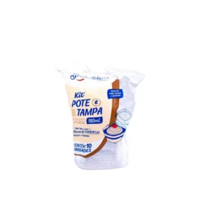 KIT TAMPA E POTE CRISTAL 180ML PS STRAWPLAST 10UN