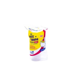 KIT TAMPA E POTE CRISTAL 150ML PS STRAWPLAST 10UN