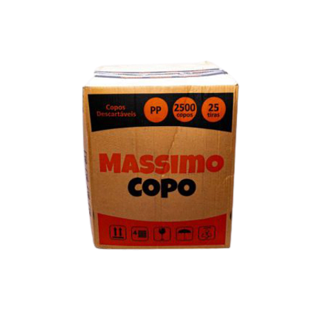 COPO MASSIMO PP BRANCO 180ML - CX 25X100UN