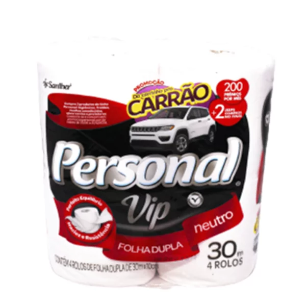 PAPEL HIGIENICO FOLHA DUPLA PERSONAL VIP - 4 ROLOS DE 30M