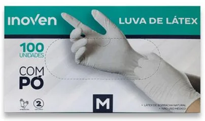 LUVA LATEX PROCED C/PO T/M INOVEN