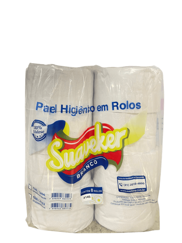 4145 - PAPEL HIGIÉNICO ROLAO F/SIMPLES BRANCO LUXO SUAVEKER